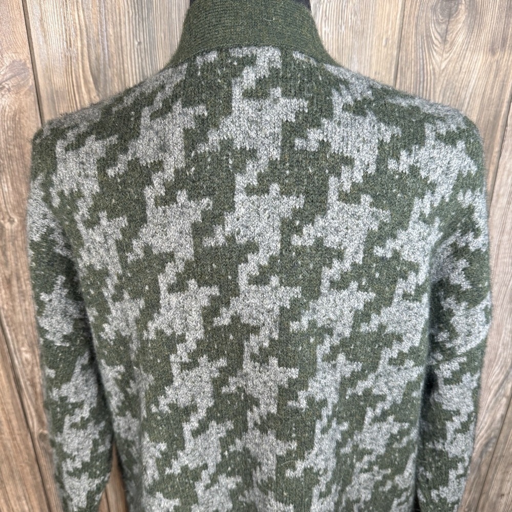 Madewell Allston Sweater Cardigan Womens S Oversized Houndstooth Green Gray - Picture 8 of 13